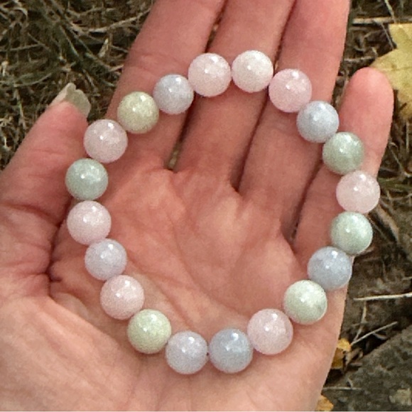 10mm Natural Morganite Beaded Bracelet with a stretchable wire - Picture 1 of 17